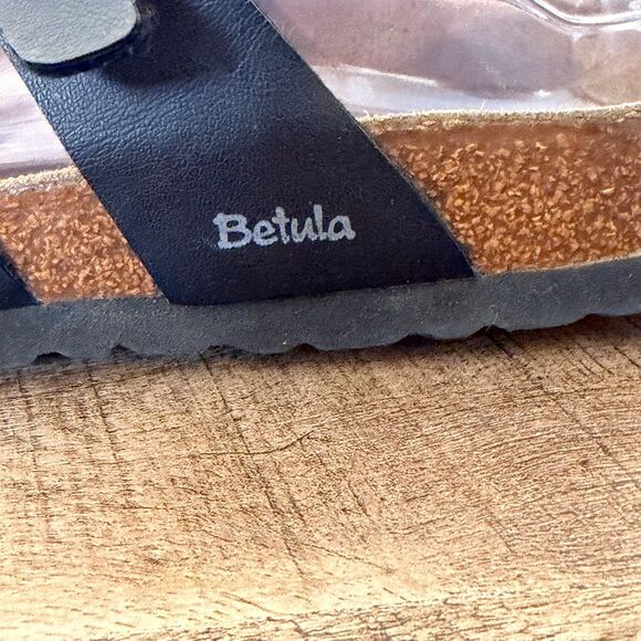 Betula by Birkenstock sandals size 38 black cork footbed Mayari like style - Picture 2 of 7